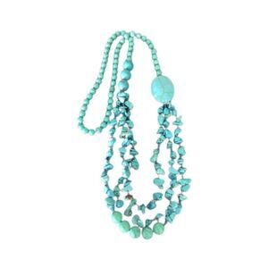 Antique Vintage Turquoise Beaded Necklace Navajo Multi String